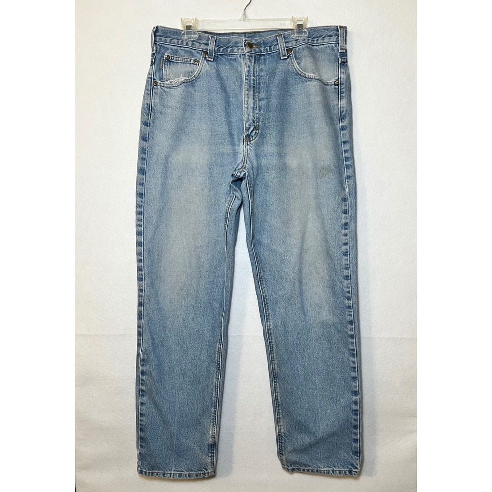 Vintage Carhartt B160 DST Relaxed Light Wash Jeans 38x34 Coastal Fisherman Work